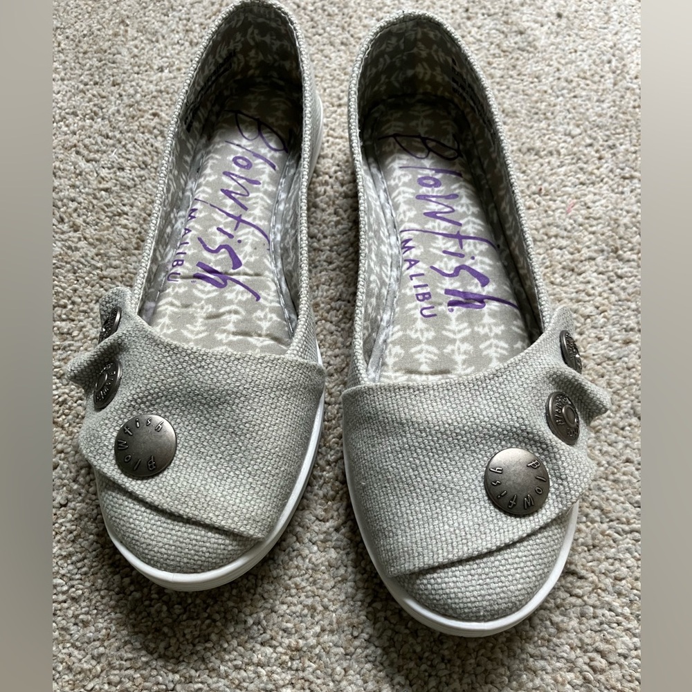 Blowfish Malibu gray canvas slip on Beachy Chic Grunge casual minimalist 6